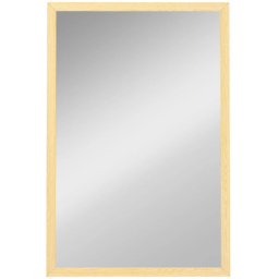 Portland Natural Rectangular Wall Bathroom Mirror 60 x 40cm - Size: 60 x 2 x 40cm - Natural wood finish - Wilko - thumbnail 1