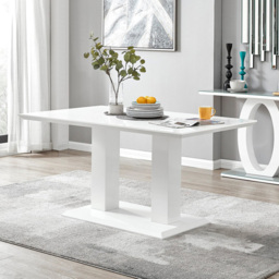 Furniturebox Molini Solara 6 Seater Dining Set White Gloss Black and Gold - Wilko - thumbnail 3