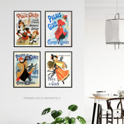 Artery8 Vintage Palais De Glace Champs Elysees Ice Palace Skating Wall Art Print 30 x 41cm 4 Pack - Size: 40.5 x 30.5 x 0.3cm - Multi - Wilko - thumbnail 4
