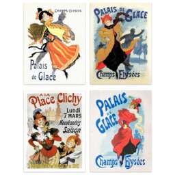 Artery8 Vintage Palais De Glace Champs Elysees Ice Palace Skating Wall Art Print 30 x 41cm 4 Pack - Size: 40.5 x 30.5 x 0.3cm - Multi - Wilko - thumbnail 1