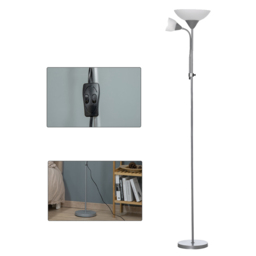 Portland Modern Floor Reading Lamp - Size: 28 x 28 x 179.5cm - Silver - Wilko - thumbnail 4