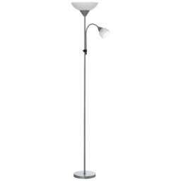 Portland Modern Floor Reading Lamp - Size: 28 x 28 x 179.5cm - Silver - Wilko