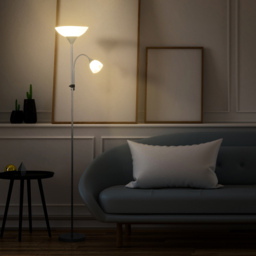 Portland Modern Floor Reading Lamp - Size: 28 x 28 x 179.5cm - Silver - Wilko - thumbnail 3