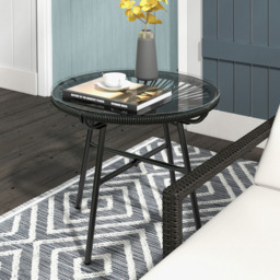 Outsunny Black Rattan Tempered Glass Side Table - Size: 50 x 50 x 50cm - Wilko - thumbnail 4