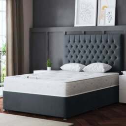 DS Living Seraphine Single Steel Upholstered Panel Divan Bed - Grey - Wilko - thumbnail 1