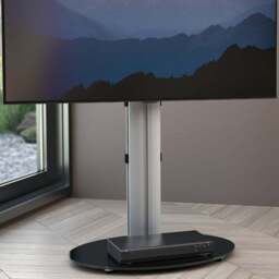 AVF Eno Silver and Black Glass Pedestal TV Unit - AVF Group Ltd - Wilko - thumbnail 1