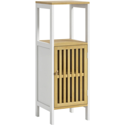HOMCOM 2 Door 2 Shelf White Bamboo Bathroom Cupboard - Size: 90.5 cm x 30.0 cm x 32.0 cmcm - Wilko - thumbnail 3