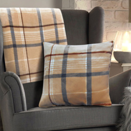 Velosso Luxury Natural Check Filled Cushion 43 x 43cm 2 Pack - Cream - Wilko - thumbnail 3