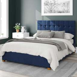 Aspire Sinatra Double Navy Plush Velvet Ottoman Bed - Blue - Aspire Beds - Wilko