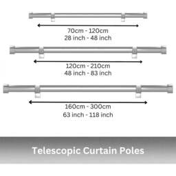 Caecus 70-120cm Extendable Metal Eyelet Painted Grey Crystal Curtain Pole - Size: 70 - 120cm - Wilko - thumbnail 3