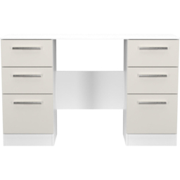 Crowndale Contrast 6 Drawer Grey Matt and White Kneehole Desk Ready Assembled - Size: 80 x 125 x 39cm - Grey Matt & White - Wilko - thumbnail 3