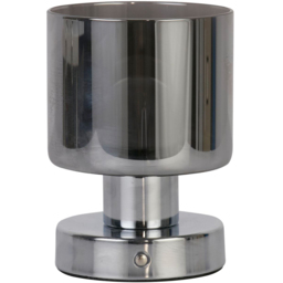 Lighting Collection Smoke Glass Rechargeable LED Table Lamp - Size: 23 x 17.5 x 17.5cm - Chrome and Smoked - Wilko - thumbnail 1