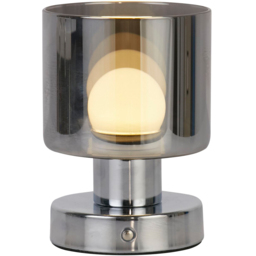 Lighting Collection Smoke Glass Rechargeable LED Table Lamp - Size: 23 x 17.5 x 17.5cm - Chrome and Smoked - Wilko - thumbnail 4