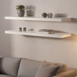 Harbour Housewares 100cm 3 Pack White Floating Wall Shelf - Size: 0.38 x 2.35 x 10cm - Wilko - thumbnail 4