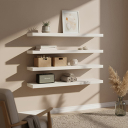 Harbour Housewares 100cm 3 Pack White Floating Wall Shelf - Size: 0.38 x 2.35 x 10cm - Wilko - thumbnail 7