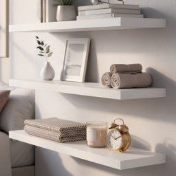 Harbour Housewares 100cm 3 Pack White Floating Wall Shelf - Size: 0.38 x 2.35 x 10cm - Wilko - thumbnail 1