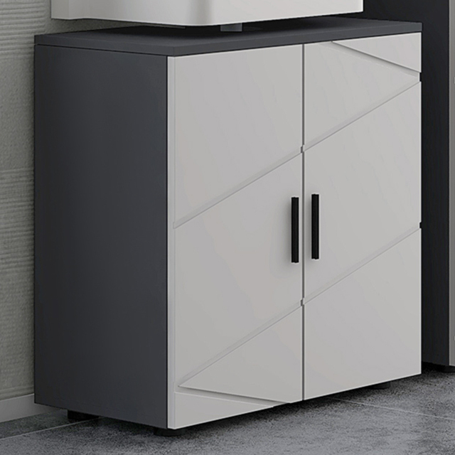 Kleankin 2 Door Light Grey Under Sink Bathroom Cabinet - Size: 60.0 cm x 30.0 cm x 60.0 cmcm - Wilko - image 1
