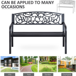 Outsunny 2 Seater Welcome Metal Bench - Black - Wilko - thumbnail 7