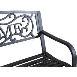 Outsunny 2 Seater Welcome Metal Bench - Black - Wilko - thumbnail 4