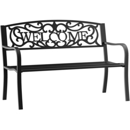 Outsunny 2 Seater Welcome Metal Bench - Black - Wilko - thumbnail 3
