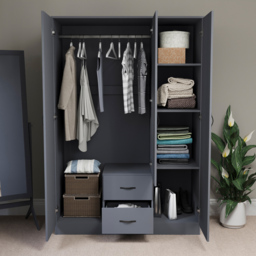 Vida Designs Riano 3 Door 2 Drawer Grey Mirror Wardrobe - Size: 3 Door, 2 Drawer - Wilko - thumbnail 5