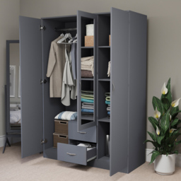 Vida Designs Riano 3 Door 2 Drawer Grey Mirror Wardrobe - Size: 3 Door, 2 Drawer - Wilko - thumbnail 6