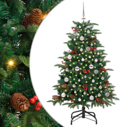 vidaXL Pre-Lit Warm White LED and Pink Baubles Green Artificial Christmas Tree with Stand 4.9ft - Wilko - thumbnail 7