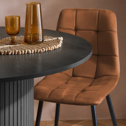 Axel 4 Seater Round Fluted Dining Set Black and Russet Fabric - Multi - Birlea - Wilko - thumbnail 4