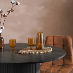Axel 4 Seater Round Fluted Dining Set Black and Russet Fabric - Multi - Birlea - Wilko - thumbnail 6