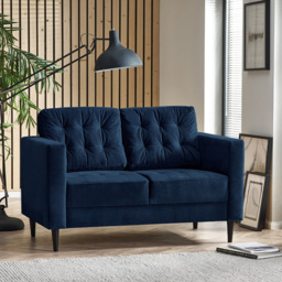 Furniturebox Josie 2 Seater Navy Blue Velvet Sofa - Wilko - thumbnail 6