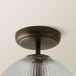 ValueLights Kempton Brushed Brass Ribbed Globe Shade Flush Ceiling Light with Bulb - Size: 25.8 x 20 x 20cm - Wilko - thumbnail 5