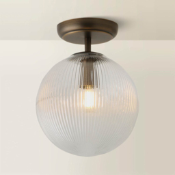 ValueLights Kempton Brushed Brass Ribbed Globe Shade Flush Ceiling Light with Bulb - Size: 25.8 x 20 x 20cm - Wilko - thumbnail 6