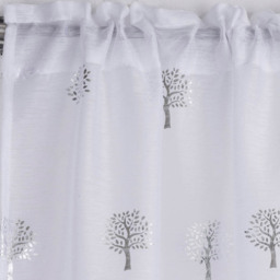 Tyrone Textiles Birch White Metallic Tree Print Pocket Header Voile Panel Curtains 140 x 183cm - Size: 183 x 140 x 1cm - Wilko - thumbnail 4