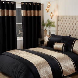 Rapport Home Capri Black and Gold Curtains 66 x 72 Inch - Size: W 66cm x D 72cm - Wilko - thumbnail 3