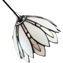 Happy Homewares White Stained Floral Petal Glass Tiffany Pendant Lamp Shade - Size: 13 x 17 x 17cm - Wilko - thumbnail 5