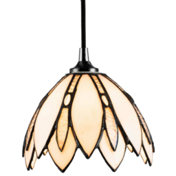 Happy Homewares White Stained Floral Petal Glass Tiffany Pendant Lamp Shade - Size: 13 x 17 x 17cm - Wilko - thumbnail 4
