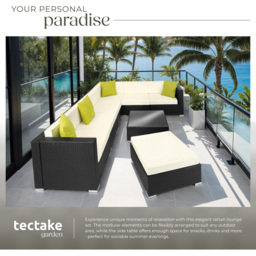 tectake Marbella 7 Seater Black Rattan Garden Corner Lounge Set - Wilko - thumbnail 5