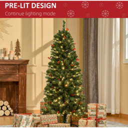 Everglow Warm White LED Pre-Lit Pencil Green Artificial Christmas Tree with Red Berries 5ft - Wilko - thumbnail 6