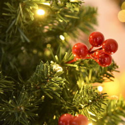 Everglow Warm White LED Pre-Lit Pencil Green Artificial Christmas Tree with Red Berries 5ft - Wilko - thumbnail 4