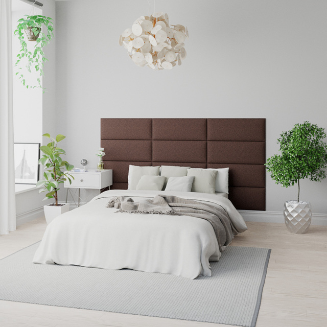 Aspire EasyMount Chocolate Yorkshire Knit Upholstered Wall Mounted Headboard Panels 2 Pack - Brown - Aspire Beds - Wilko - image 1