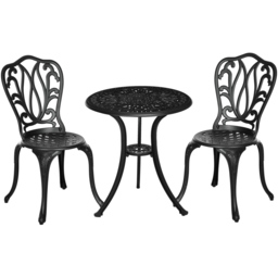 Outsunny 2 Seater Bistro Set with Umbrella Hole Black - Wilko - thumbnail 3