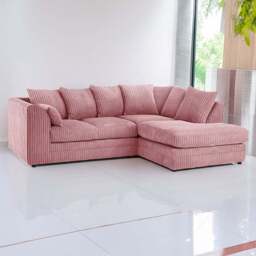 Luxor 3 Seater Pink Jumbo Cord Right Hand Facing Corner Sofa - Wilko - thumbnail 1