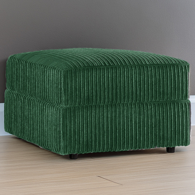 Luxor Green Jumbo Cord Footstool - Size: 45 x 55 x 55cm - Wilko - image 1