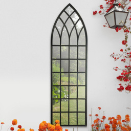 MirrorOutlet Somerley Rustic Arched Garden Mirror 140 x 40.5cm - Size: 140 x 40.5 x 3cm - Black - Wilko - thumbnail 3