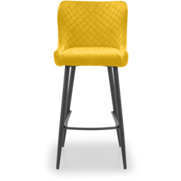 Julian Bowen Luxe Mustard Velvet Bar Stool - Size: 55 x 47 x 106cm - Wilko - thumbnail 4