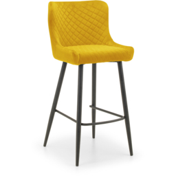 Julian Bowen Luxe Mustard Velvet Bar Stool - Size: 55 x 47 x 106cm - Wilko - thumbnail 3