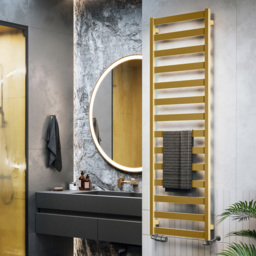 Terma Vivo Brass Heated Towel Rail 2019 BTU 1630 x 500mm - Size: 163 x 50 x 7.2cm - Gold - Wilko - thumbnail 3