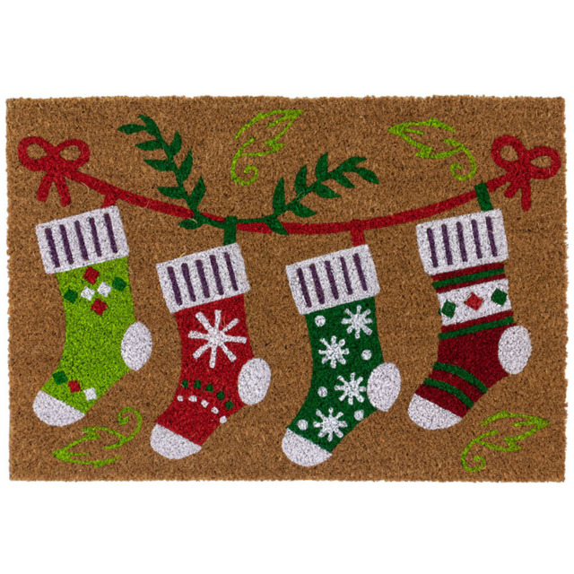 JVL Latex Backed Coir Stockings Entrance Doormat 40 x 58cm - Size: 58.0 cm x 40.0 cm x 1.5 cmcm - Multi - Wilko - image 1