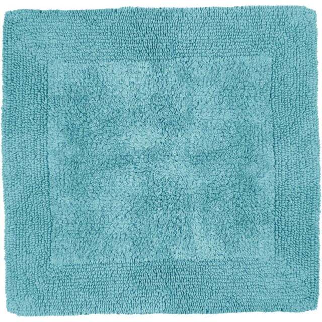 Allure Bath Fashions Elegance Turquoise Reversible Square Bath Mat 55 x 55cm - Size: 53 x 55cm - Blue - Wilko - image 1