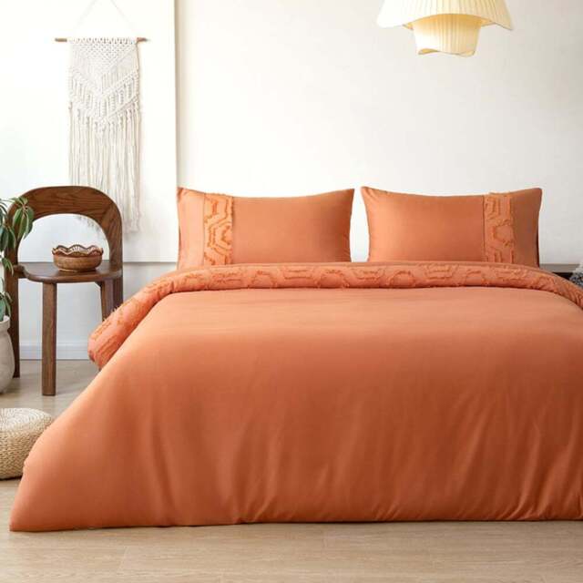 Velosso Hex King Size Spice Tufted Duvet Set - Orange - Wilko - image 1